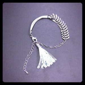 Stylish Baby Blue Tassel Bracelet Silver Tone